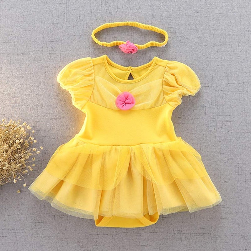 MYRISAM Christmas Costumes for Baby Toddler Girls Belle Princess Birthday Bodysuit Romper Tutu Dress w/Headband - Image 2